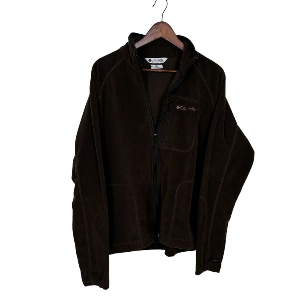 Columbia Brown Fleece Interchange Jacket Men's XL Zipper Pockets